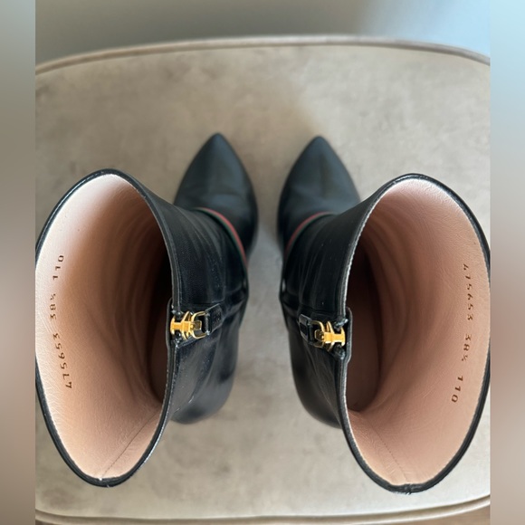 Gucci Beyond Leather Ankle Boots with Web Buckles - Black - Picture 4 of 8